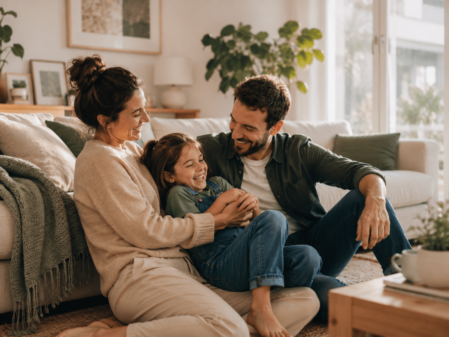 Familia disfrutando de su casa protegida con DKV Hogar
