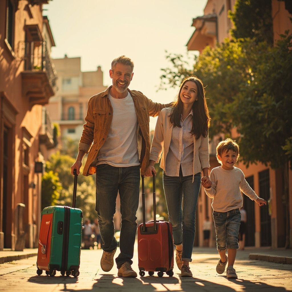Familia preparando reagrupación familiar en España con asesoramiento de seguro médico